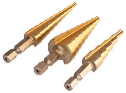 NEO ZESTAW WIERTEŁ STOPNIOWYCH HSS TIN 3-20 MM HEX 3 SZT.