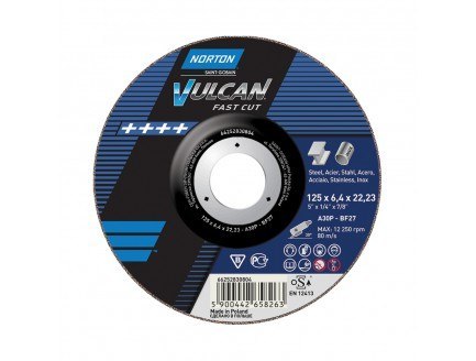 NORTON TARCZA FLEX 27 125x6,4x22,2 A 30 S VULCAN NORTON NORTON TARCZA FLEX 27 125x6,4x22,2 A 30 S VULCAN NORTON