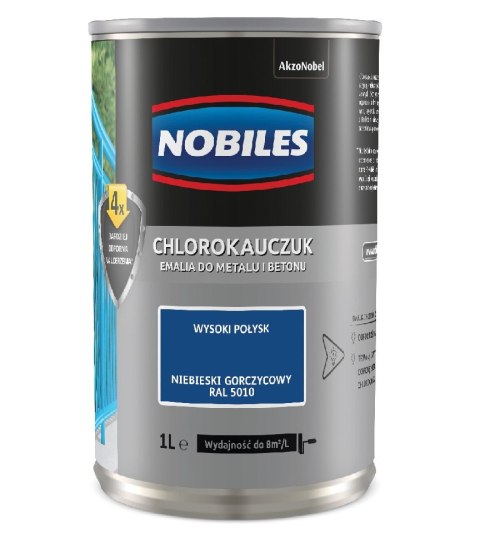 NOBILES EMALIA CHLOROKAUCZUKOWA NIEBIESKI GORCZYCA RAL 5010 0.9L NOBILES EMALIA CHLOROKAUCZUKOWA NIEBIESKI GORCZYCA RAL 5010 0.9L