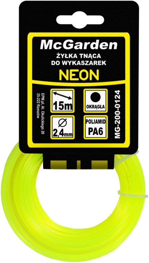 MC GARDEN ŻYŁKA DO WYKASZARKI OKRĄGŁA NEON 1,3MM 15M MC GARDEN ŻYŁKA DO WYKASZARKI OKRĄGŁA NEON 1,3MM 15M
