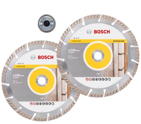 BOSCH ZESTAW TARCZ DIAMENTOWYCH 230MM 2 SZT. + NAKRĘTKA SDS BOSCH ZESTAW TARCZ DIAMENTOWYCH 230MM 2 SZT. + NAKRĘTKA SDS