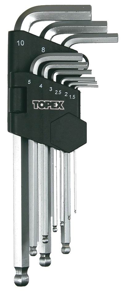 TOPEX KLUCZE IMBUSOWE Z KULKĄ 9 SZTUK 1,5-10MM TOPEX KLUCZE IMBUSOWE Z KULKĄ 9 SZTUK 1,5-10MM